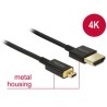 Delock Slim Premium - Kabel HDMI s ethernetem - 19 pin micro HDMI Type D s piny (male) do HDMI s piny (male) - 1 m - troj… 84781