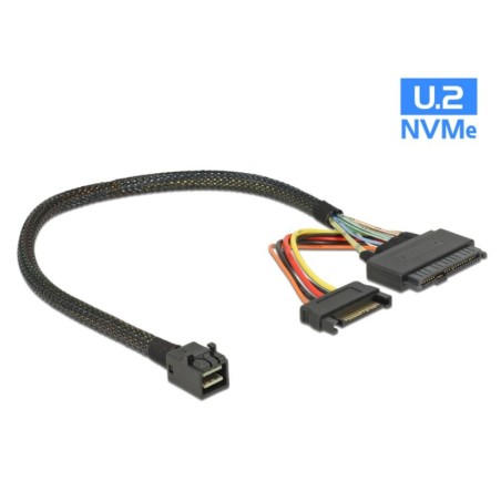 Delock - Interní kabel SAS - SFF-8643 (M) do SATA napájení, U.2 (SFF-8639) - 30 cm - černá