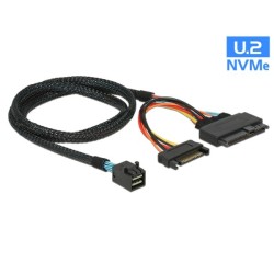 Delock - Interní kabel SAS - SFF-8643 (M) do SATA napájení, U.2 (SFF-8639) - 75 cm - cerná