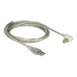 Delock - Kabel USB - USB (M) do USB typ B (M) - USB 2.0 - 2 m - 90° konektor - průhledná