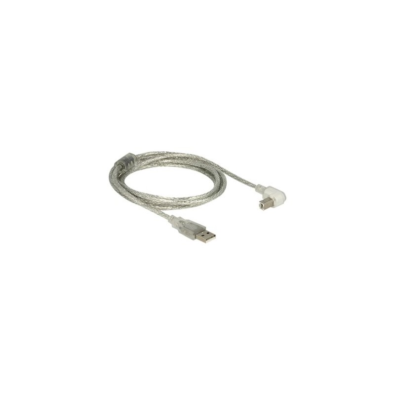 Delock - Kabel USB - USB (M) do USB typ B (M) - USB 2.0 - 2 m - 90° konektor - průhledná