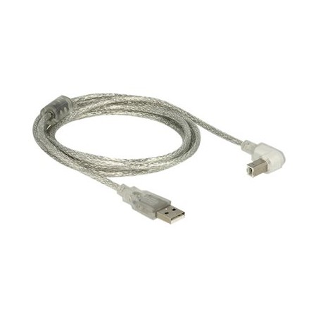 Delock - Kabel USB - USB (M) do USB typ B (M) - USB 2.0 - 2 m - 90° konektor - průhledná