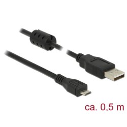 Delock - Kabel USB - USB (M) do Micro USB typ B (M) - USB 2.0 - 50 cm - černá
