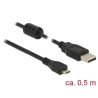 Delock - Kabel USB - USB (M) do Micro USB typ B (M) - USB 2.0 - 50 cm - černá