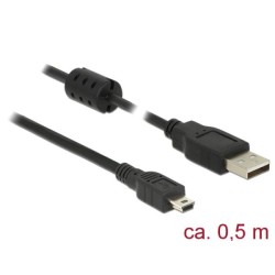 Delock - Kabel USB - USB (M) do mini-USB typ B (M) - USB 2.0 - 50 cm - černá