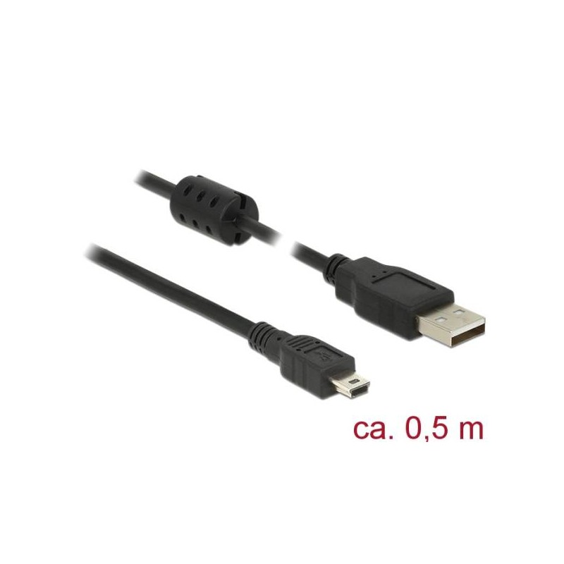 Delock - Kabel USB - USB (M) do mini-USB typ B (M) - USB 2.0 - 50 cm - černá