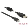 Delock - Kabel USB - USB (M) do mini-USB typ B (M) - USB 2.0 - 50 cm - černá