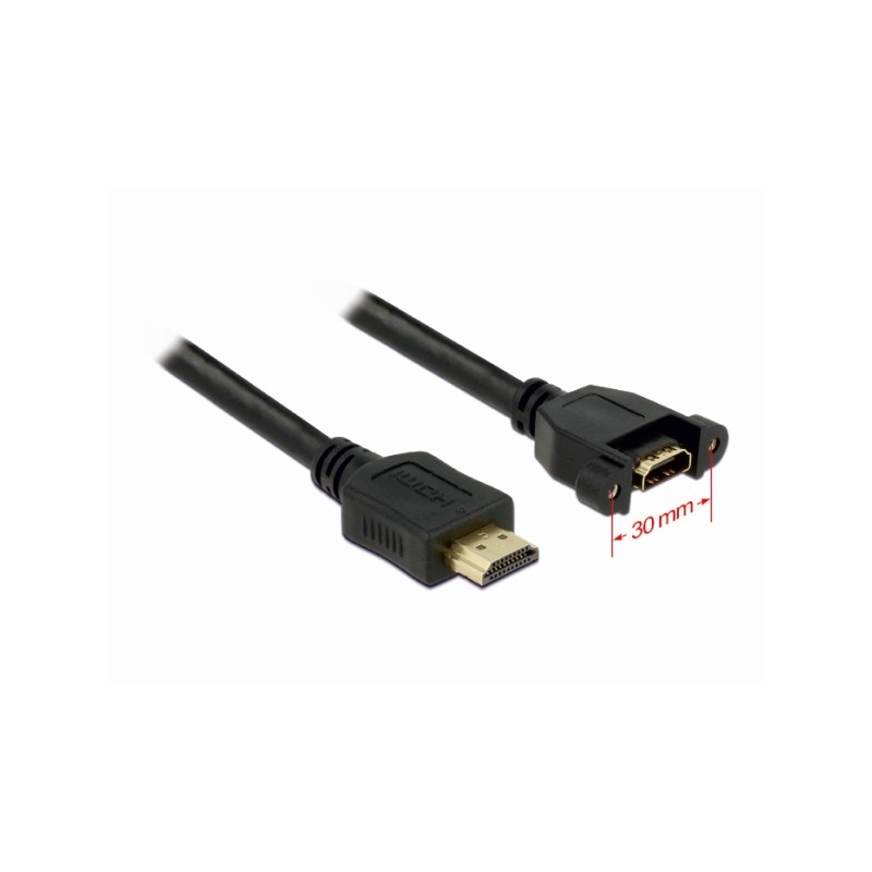 Delock - Kabel HDMI s ethernetem - HDMI s piny (male) do HDMI se zdířkami (female) - 1 m - černá