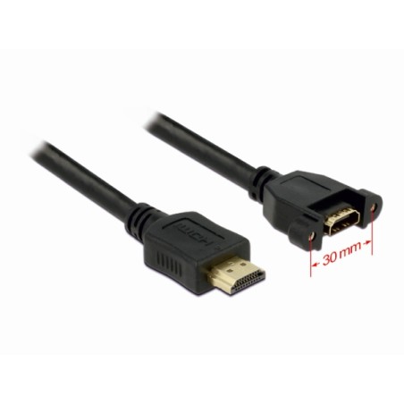 Delock - Kabel HDMI s ethernetem - HDMI s piny (male) do HDMI se zdířkami (female) - 1 m - černá