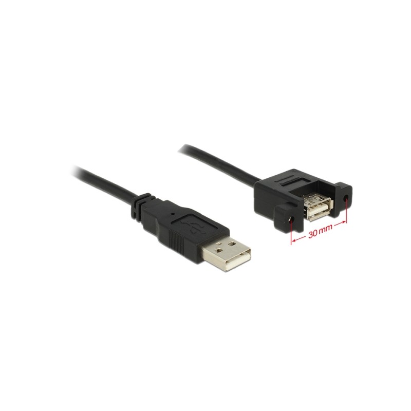 Delock - Prodlužovací šňůra USB - USB (F) do USB (M) - USB 2.0 - 1 m - křídlové šrouby - černá