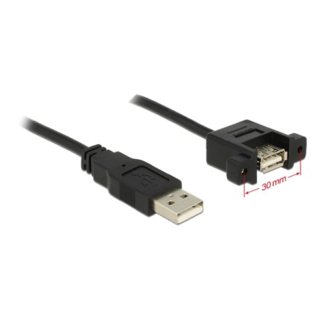 Delock - Prodlužovací šňůra USB - USB (F) do USB (M) - USB 2.0 - 1 m - křídlové šrouby - černá