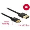 Delock Slim High Quality - Kabel HDMI s ethernetem - 19 pin mini HDMI Type C s piny (male) do HDMI s piny (male) - 25 cm