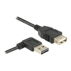 Delock Easy - Prodlužovací šňůra USB - USB (M) levý/pravý úhel, reverzibilní do USB (F) - USB 2.0 - 50 cm - černá