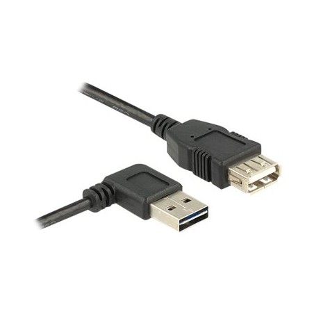 Delock Easy - Prodlužovací šňůra USB - USB (M) levý/pravý úhel, reverzibilní do USB (F) - USB 2.0 - 50 cm - černá