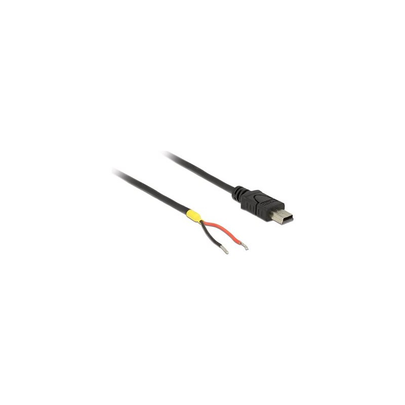 Delock - Kabel USB - mini-USB typ B (M) do hardwire 2 dráty - USB 2.0 - 5 V - 10 cm - uzemněný - černá
