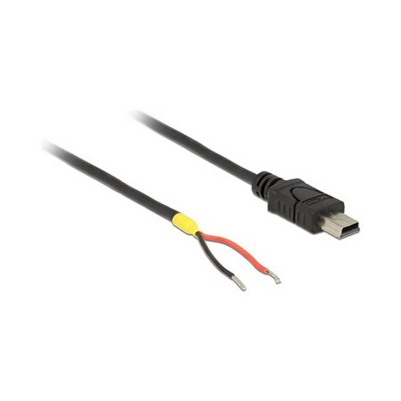 Delock - Kabel USB - mini-USB typ B (M) do hardwire 2 dráty - USB 2.0 - 5 V - 10 cm - uzemněný - černá