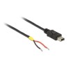 Delock - Kabel USB - mini-USB typ B (M) do hardwire 2 dráty - USB 2.0 - 5 V - 10 cm - uzemněný - černá