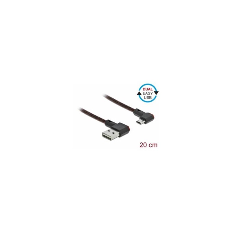 Delock Easy - Kabel USB - USB (M) levý/pravý úhel, reverzibilní do Micro USB typ B (M) levý/pravý úhel, reverzibilní - USB 2.0