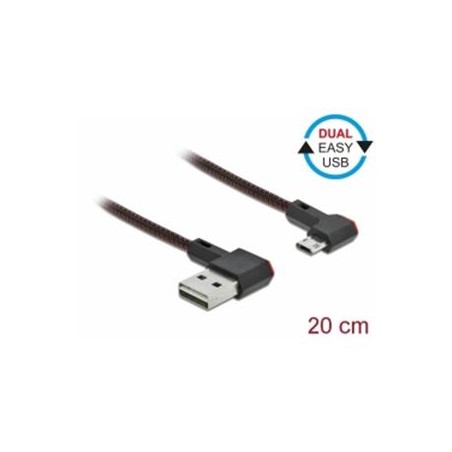 Delock Easy - Kabel USB - USB (M) levý/pravý úhel, reverzibilní do Micro USB typ B (M) levý/pravý úhel, reverzibilní - USB 2.0