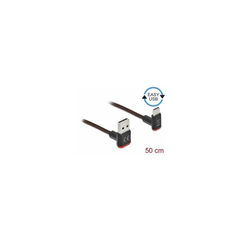 Delock Easy - USB kabel - USB (M) zahnutý nahoru/dolu, reverzibilní do 24 pin USB-C (M) zahnutý nahoru/dolu, reverzibilní - USB