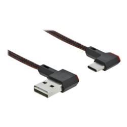 Delock Easy - USB kabel - USB (M) levý/pravý úhel, reverzibilní do 24 pin USB-C (M) levý/pravý úhel, reverzibilní - 20 cm