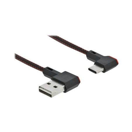 Delock Easy - USB kabel - USB (M) levý/pravý úhel, reverzibilní do 24 pin USB-C (M) levý/pravý úhel, reverzibilní - 20 cm