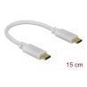 Delock - USB kabel - 24 pin USB-C (M) do 24 pin USB-C (M) - 5 A - 15 cm - USB napájení (100W), podpora Power Delivery 2.0 - bílá