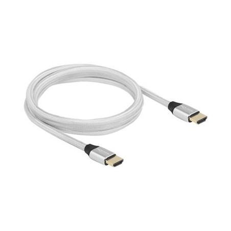 Delock - Ultra High Speed - HDMI kabel - HDMI s piny (male) do HDMI s piny (male) - 2 m - trojnásobně stíněný - stříbrná