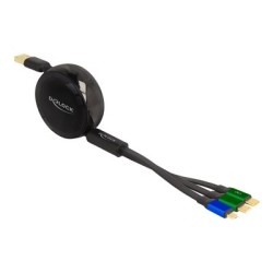 Delock - Kabel USB - USB (M) do Micro USB typ B, 24 pin USB-C (M) - USB 2.0 - 10 V - 3 A - 1.13 m - vysunutelný, plochý, up to