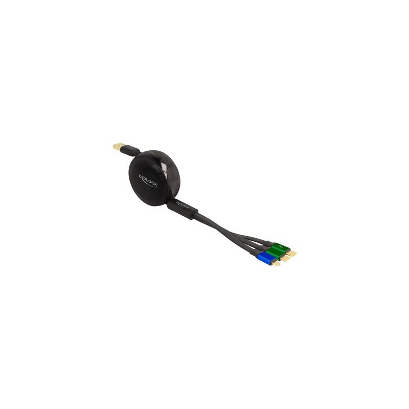 Delock - Kabel USB - USB (M) do Micro USB typ B, 24 pin USB-C (M) - USB 2.0 - 10 V - 3 A - 1.13 m - vysunutelný, plochý, up to