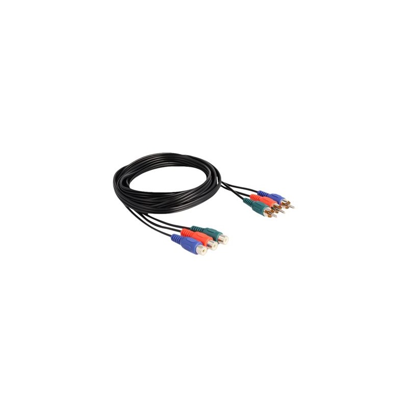 Delock - Prodlužovací šnura video - komponentní video / RGB - RCA s piny (male) do RCA se zdírkami (female) - 3 m - cerná