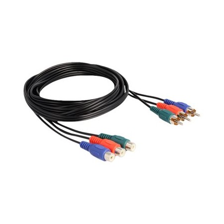 Delock - Prodlužovací šnura video - komponentní video / RGB - RCA s piny (male) do RCA se zdírkami (female) - 3 m - cerná
