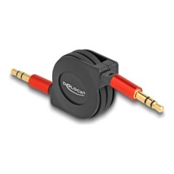 Delock - Audio kabel - stereo 3,5 mm s piny (male) do stereo 3,5 mm s piny (male) - 90 cm - cerná/cervená - vysunutelný