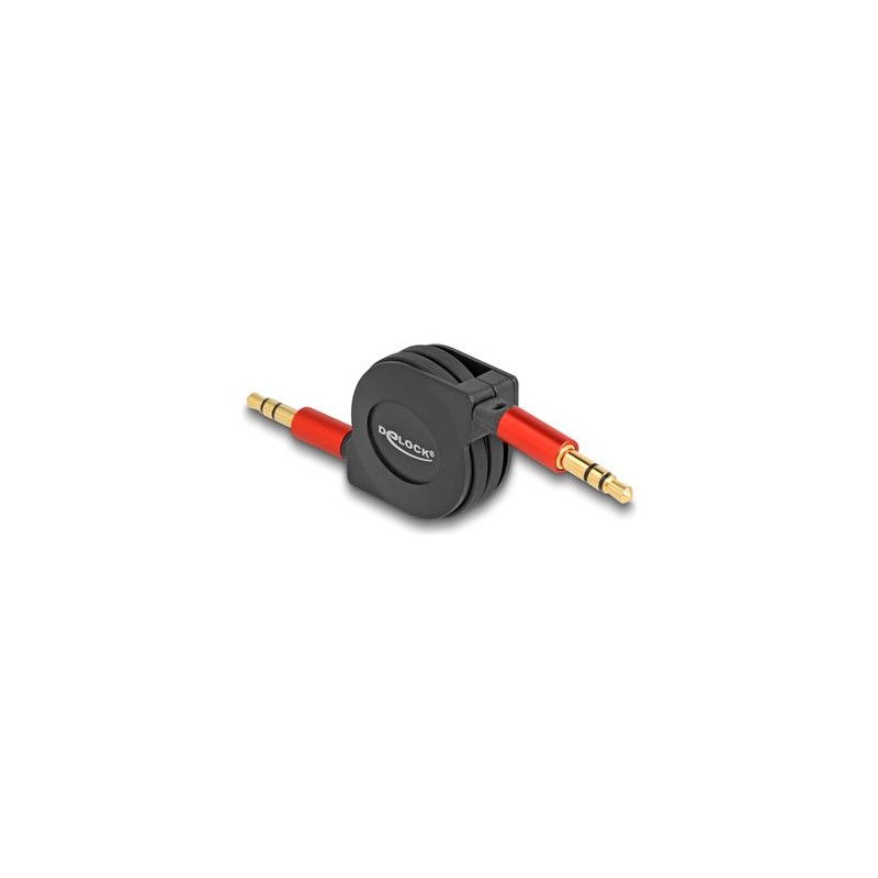 Delock - Audio kabel - stereo 3,5 mm s piny (male) do stereo 3,5 mm s piny (male) - 90 cm - cerná/cervená - vysunutelný