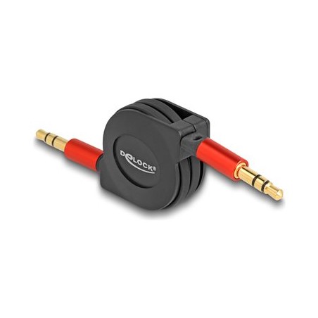 Delock - Audio kabel - stereo 3,5 mm s piny (male) do stereo 3,5 mm s piny (male) - 90 cm - cerná/cervená - vysunutelný