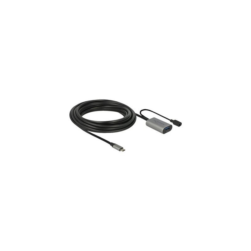 Delock - Prodlužovací šňůra USB - 24 pin USB-C (M) do power DC jack, USB typ A (F) - USB 3.1 Gen 1 - 5 m - šedá, černá