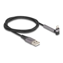 Delock - Kabel Lightning - USB s piny (male) rovné do Lightning s piny (male) zkosený, stojánek - 1.5 m - cerná/šedá - nabíjení