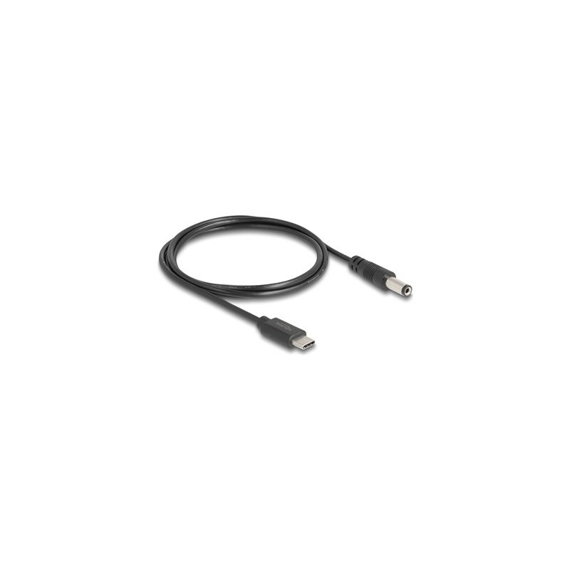 Delock - Elektrický kabel - 24 pin USB-C (M) do DC jack 5,5 x 2,1 mm (M) - 5 V - 1.5 A - 1 m - cerná