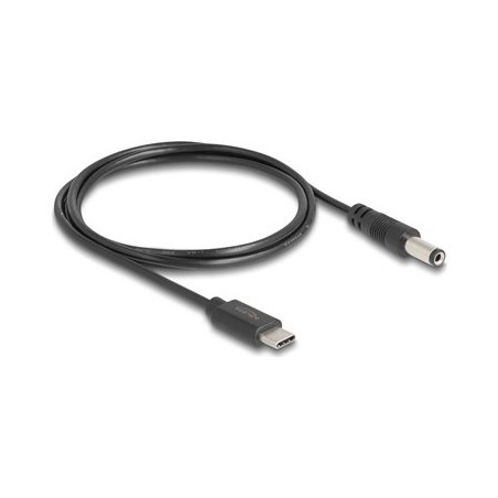 Delock - Elektrický kabel - 24 pin USB-C (M) do DC jack 5,5 x 2,1 mm (M) - 5 V - 1.5 A - 1 m - cerná