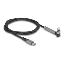 Delock - Kabel Lightning - 24 pin USB-C s piny (male) rovné do Lightning s piny (male) úhlový - 1.5 m - Certifikace MFI