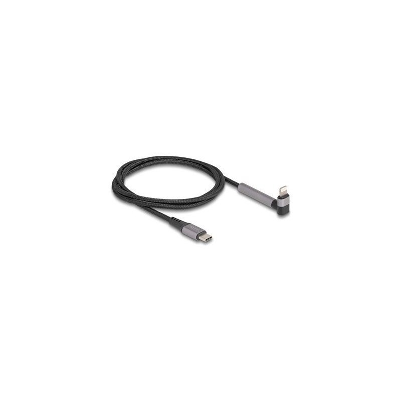 Delock - Kabel Lightning - 24 pin USB-C s piny (male) rovné do Lightning s piny (male) úhlový - 1.5 m - Certifikace MFI