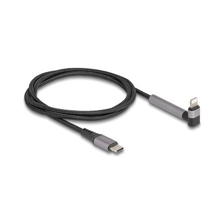 Delock - Kabel Lightning - 24 pin USB-C s piny (male) rovné do Lightning s piny (male) úhlový - 1.5 m - Certifikace MFI