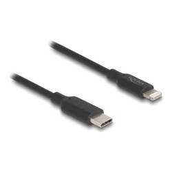 Delock - Kabel Lightning - 24 pin USB-C s piny (male) do Lightning s piny (male) - 1 m - Certifikace MFI - cerná - up to 480