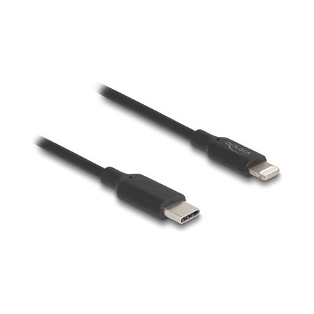 Delock - Kabel Lightning - 24 pin USB-C s piny (male) do Lightning s piny (male) - 1 m - Certifikace MFI - cerná - up to 480