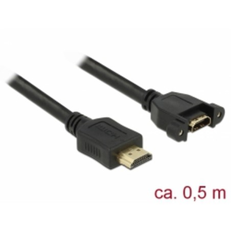 Delock - Prodlužovací kabel HDMI s ethernetem - HDMI s piny (male) do HDMI se zdírkami (female) šroubovací - 50 cm - cerná