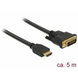 Delock - Kabel adaptéru - DVI-D s piny (male) do HDMI s piny (male) - 5 m - trojnásobně stíněný - černá - křídlové šrouby