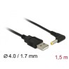 Delock - USB / napájecí kabel - USB (M) do DC jack 4,0 x 1,7 mm (M) pravoúhlý - 5 V - 1.5 m