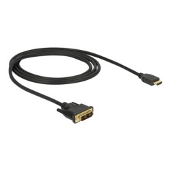Delock - Kabel adaptéru - jeden spoj - DVI-D s piny (male) do HDMI s piny (male) - 1 m - trojnásobně stíněný - černá - křídlové
