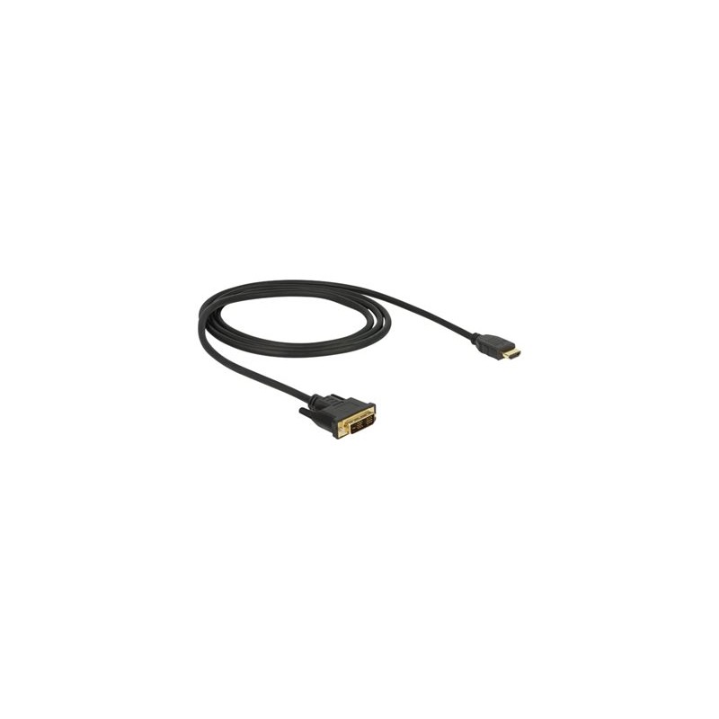 Delock - Kabel adaptéru - jeden spoj - DVI-D s piny (male) do HDMI s piny (male) - 1 m - trojnásobně stíněný - černá - křídlové
