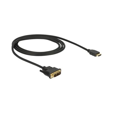 Delock - Kabel adaptéru - jeden spoj - DVI-D s piny (male) do HDMI s piny (male) - 1 m - trojnásobně stíněný - černá - křídlové